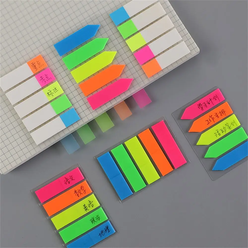 Adhesive Memo Flags Fluorescent Paper Fluorescent Memo Pad Candy Color Sticky Notes Bookmark Marker Sticker Colored Memo Pad