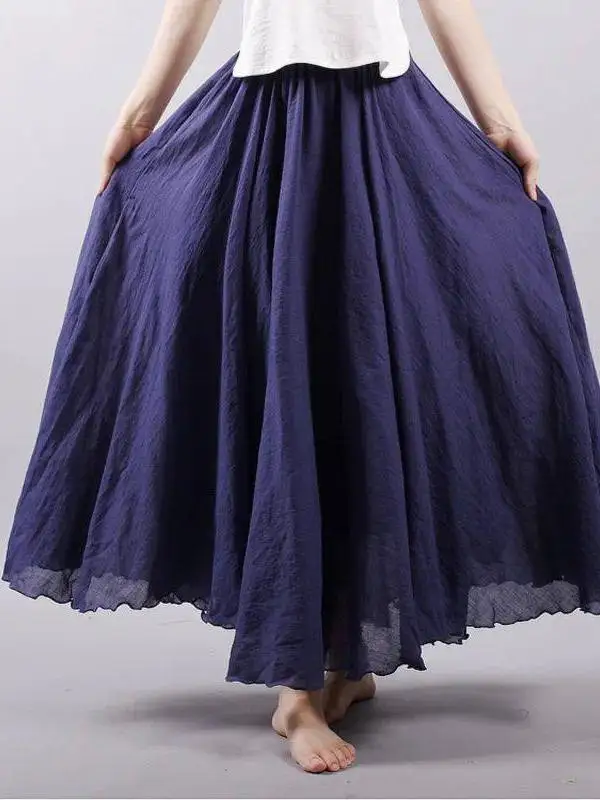 

Длинные плиссированные юбки из льна и хлопка с эластичным поясом для женщин, Cleanfit Sle mid Waist H pe Ciwalk, весенняя коллекция