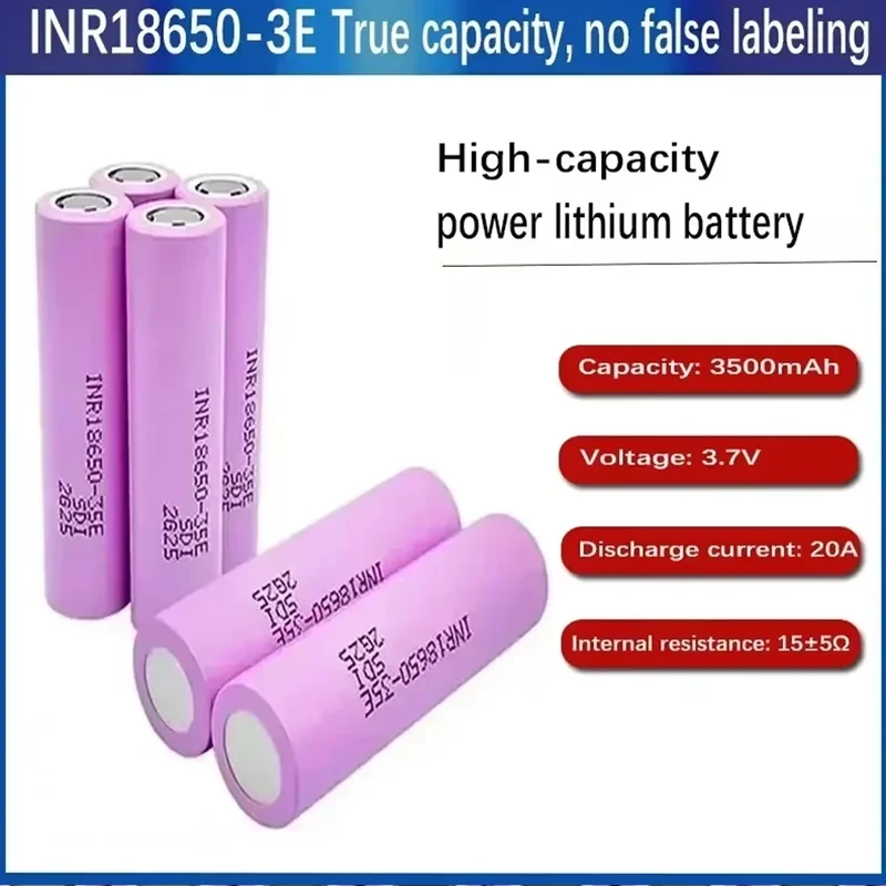 100% New 3.7V 35E 3500mAh 18650 Max 20A Discharge Power Battery For Mobile power batteries