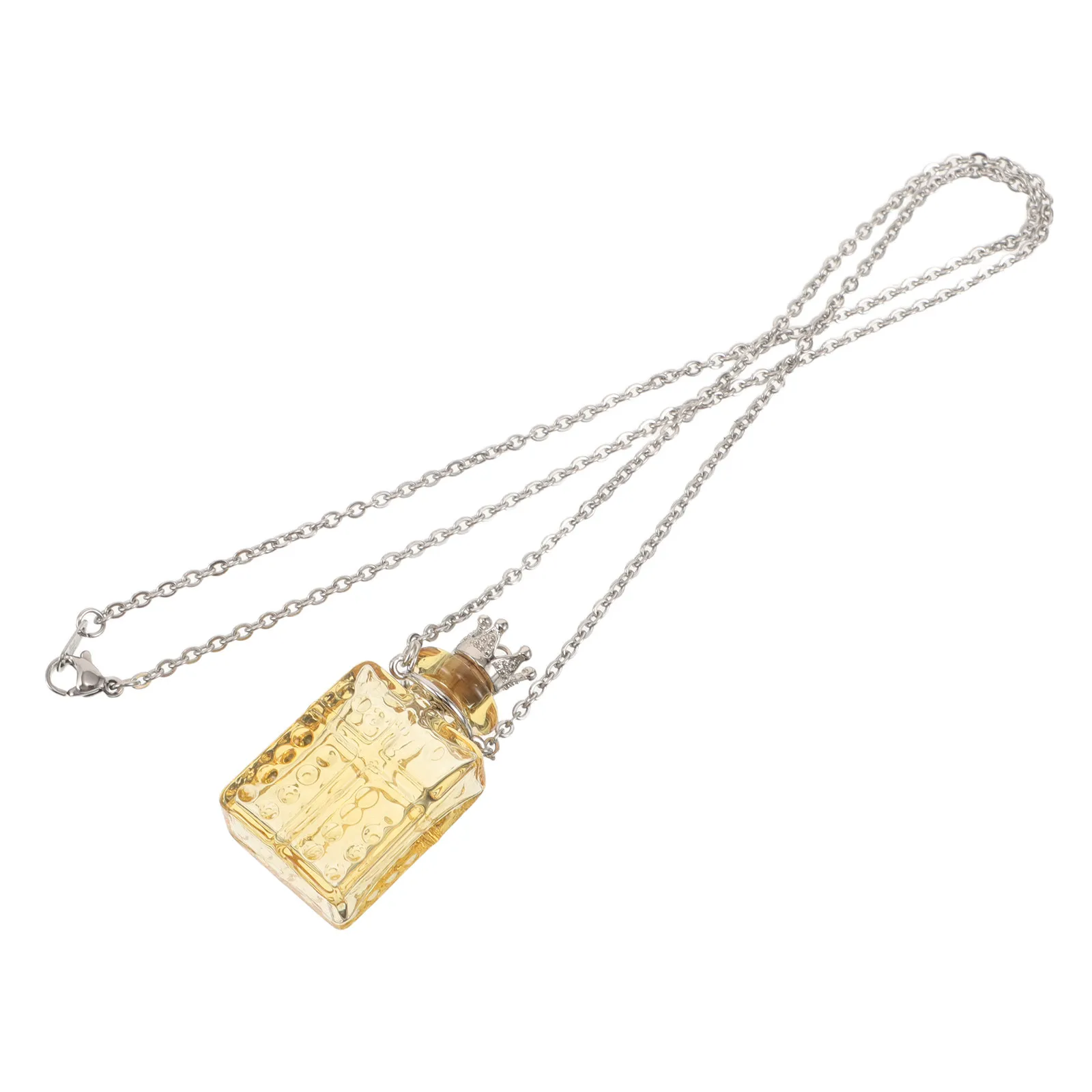Amber Glass Essential Oil Diffuser Necklace Perfume Bottle Vial Pendant Refillable Adjustable Chain Memorial Keepsake Pendant