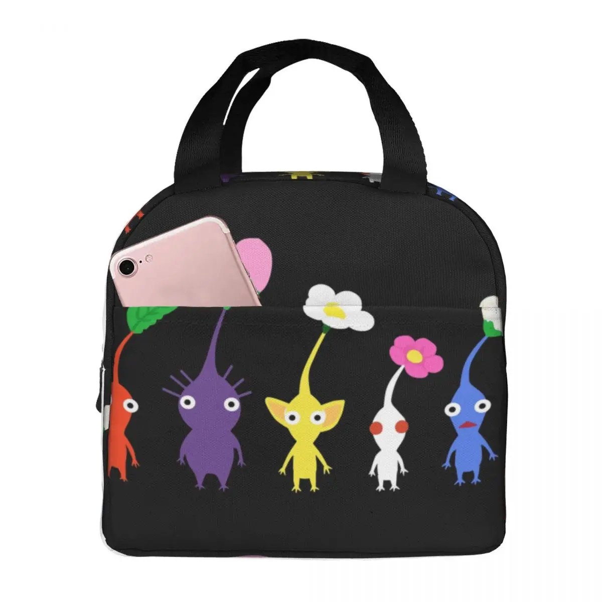 Animated Cartoon Games Pikmin Insulated Lunch Bags for Women Plant Monster Resuable Thermal Cooler Bento Box Work School Travel