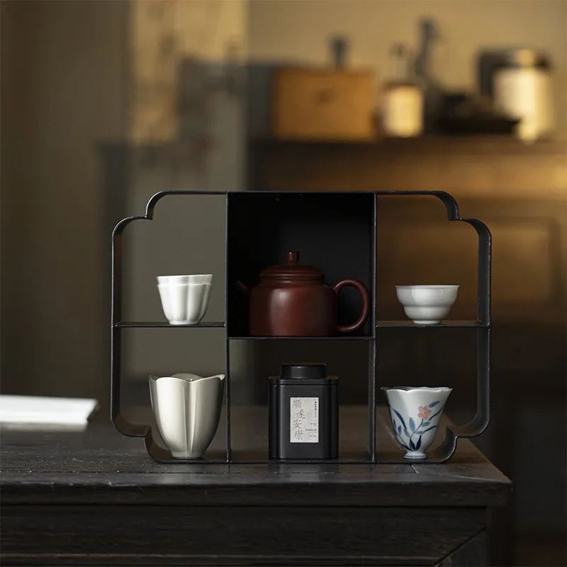 Iron Jingyun Tea Shed New Creative Storage Display Rack Bogu Rack Storage Rack Tea Set Accessories Home Furnishings