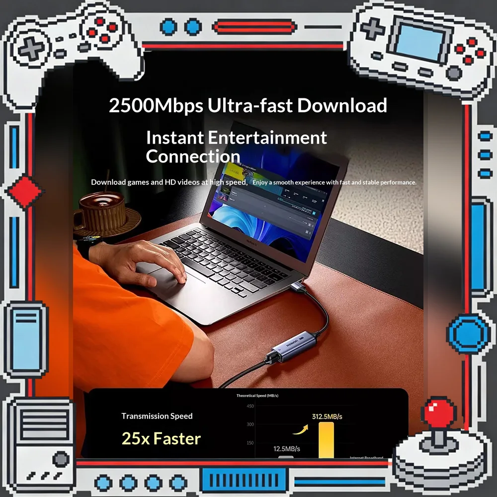 UGREEN 25051 USB to 2.5G Ethernet Adapter USB A RJ45 Network Card 2500Mbps for Laptop Windows Mac Linux