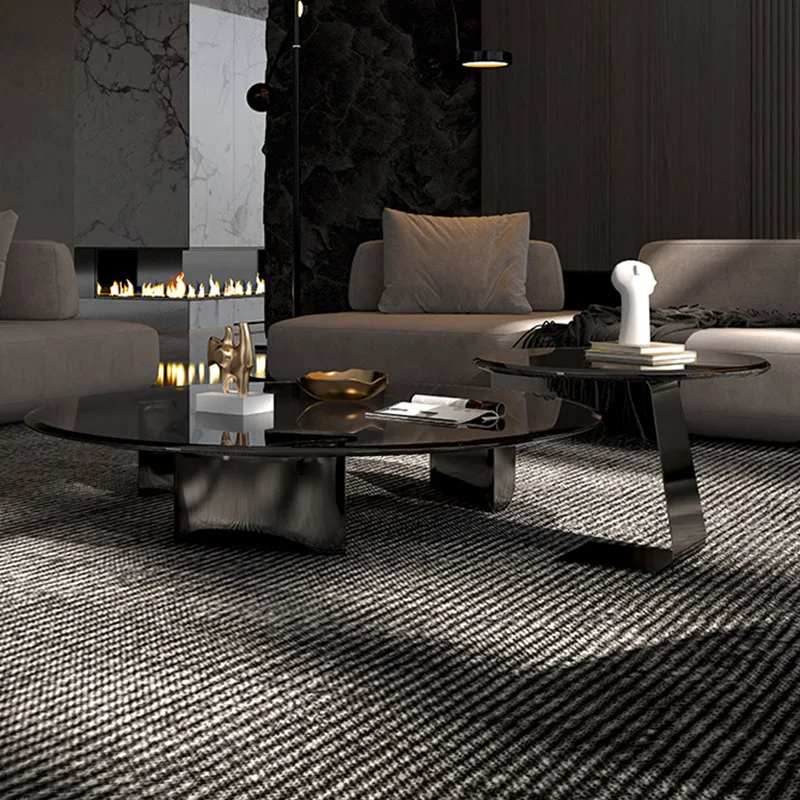 

Итальянский легкий роскошный журнальный столик из закаленного стекла, современный домашний обеденный стол, креативный и простой круглый стол, декор комнаты