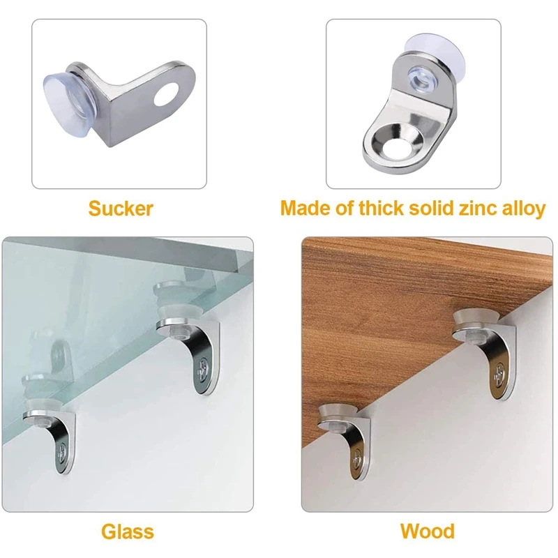 Promotion! 30 Pieces Glass Shelf Bracket With Sucker Glass Shelve Support Right Angle Fixing Brackets For Kitchen Cabinets Cupbo