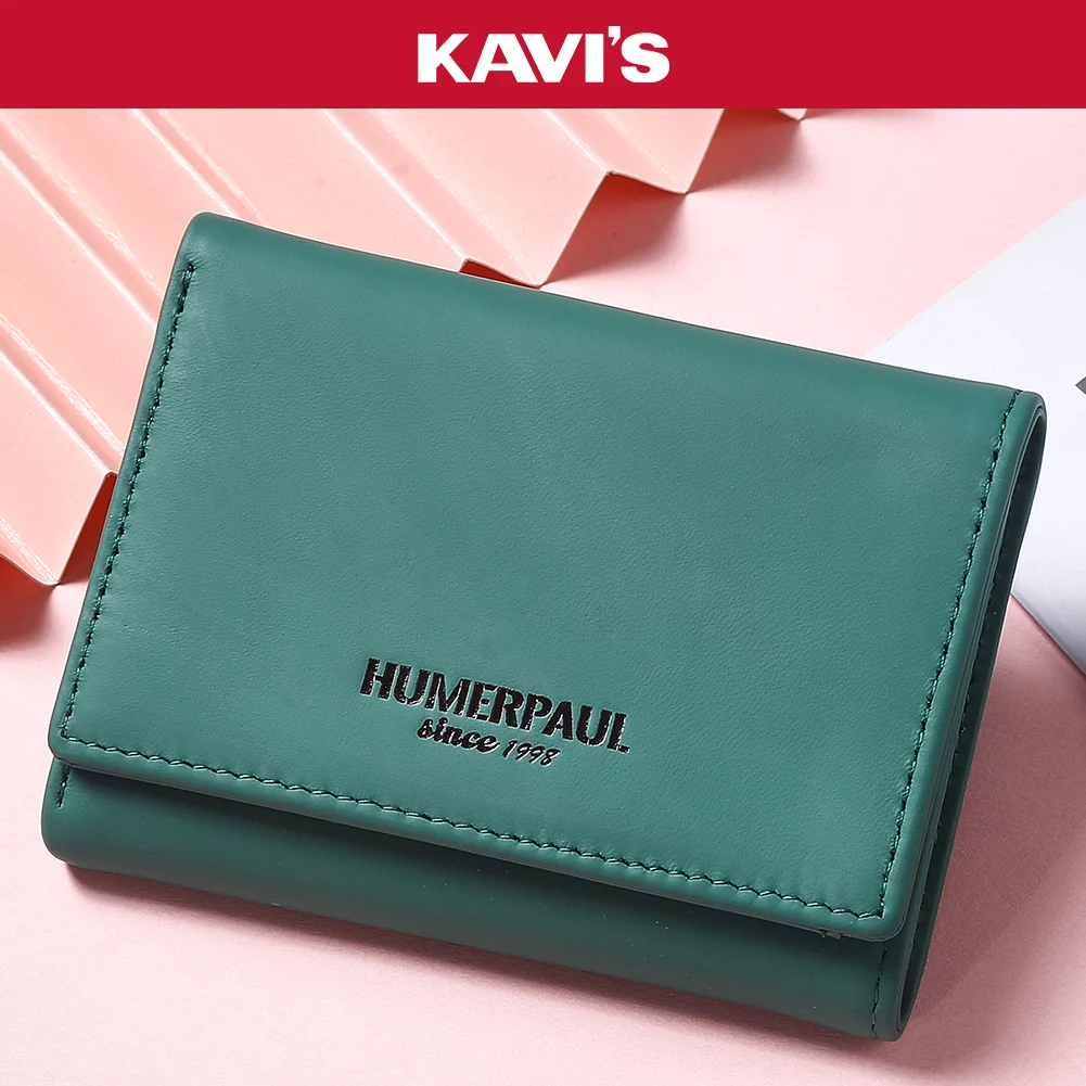 

Тонкий тройной кошелек для женщин, кожаный RFID-сумка для денег, несколько слотов для карт, безопасный держатель для карт с окошком для удостоверения личности и отделением для денег