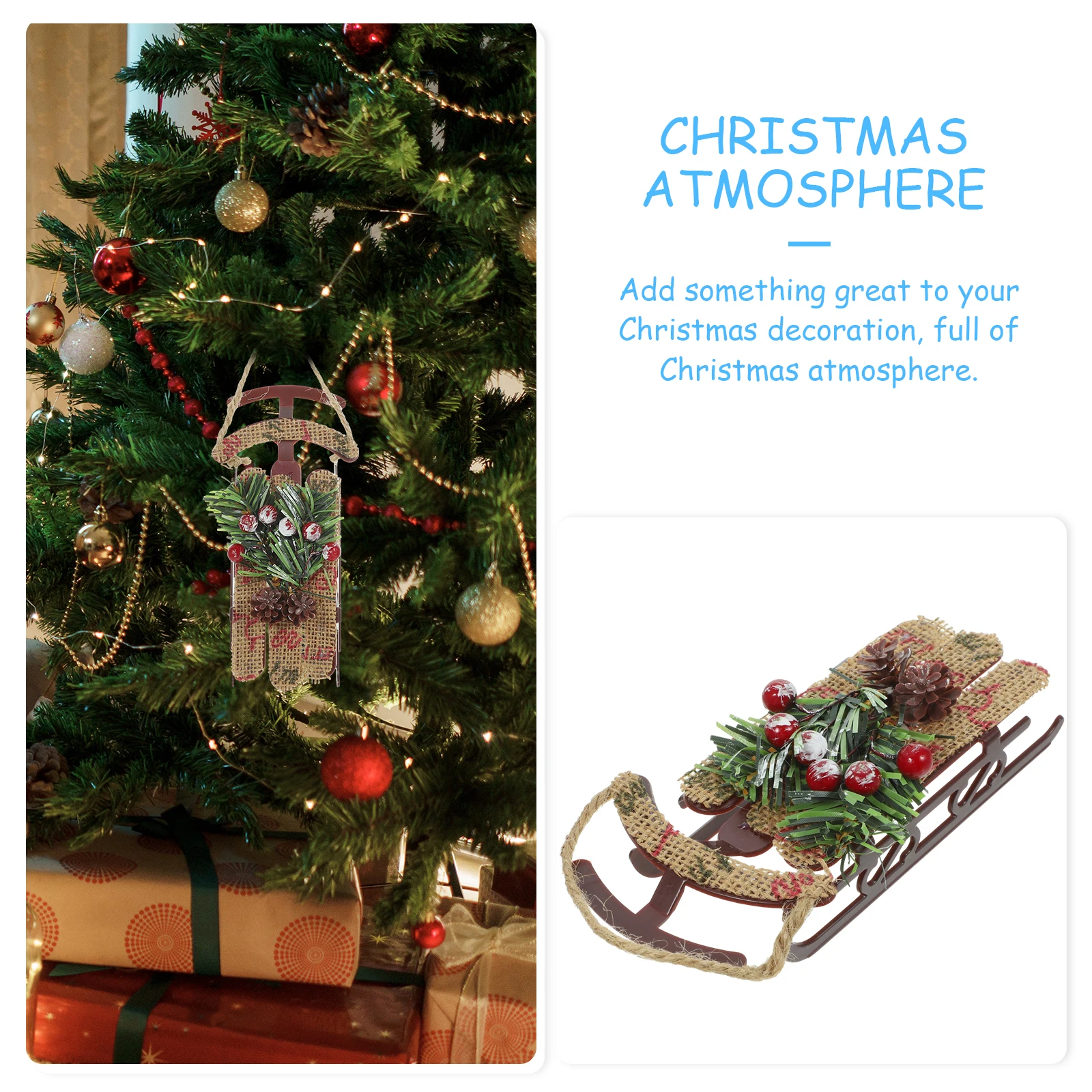 

Sleigh Christmas Ornaments Xmas Pendants Happy Atmosphere Decorative Sleigh Decor Unique and Beautiful for Every Place