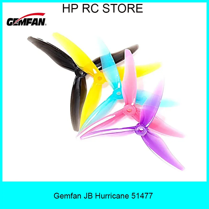 ใบพัด Gemfan JB Hurricane 51477 ขนาด 5 นิ้ว 3 ใบพัด หมุนตามเข็มนาฬิกาและทวนเข็มนาฬิกา สำหรับมอเตอร์ไร้แปรงถ่าน FPV สำหรับโดรนแข่งแบบฟรีสไตล์