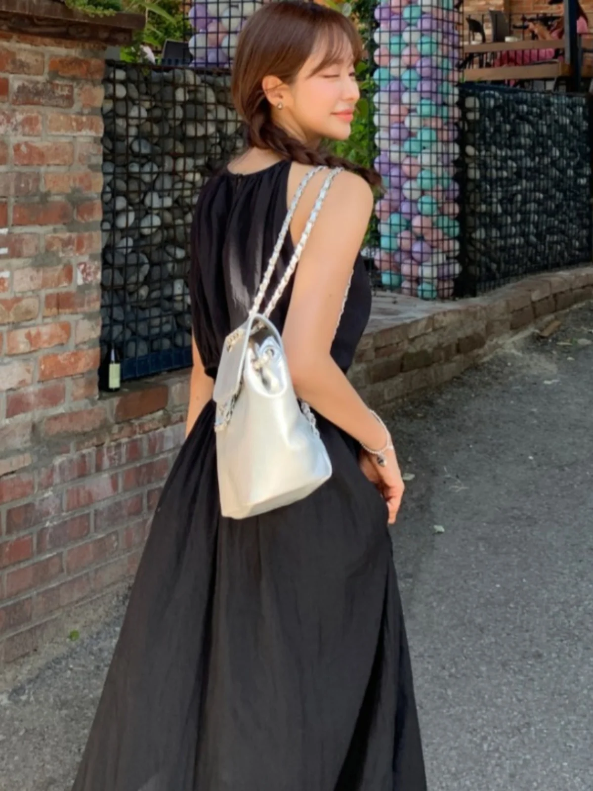 Chique zomer casual eenvoudig ontwerp uitgehold bal taille cinched Svel Neline Dr damesvest Dr Koreaanse Sle...