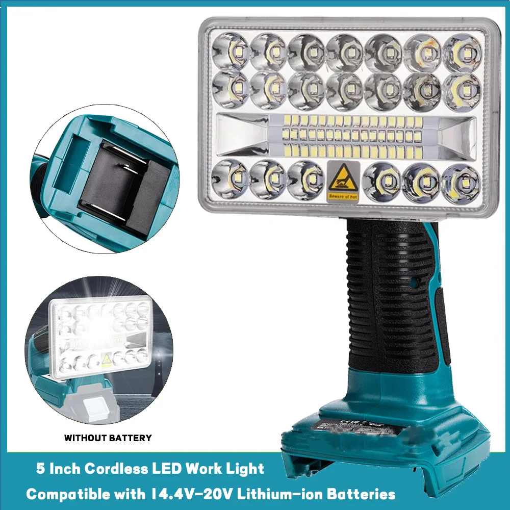 

Светодиодный фонарик, уличный беспроводной рабочий светильник, прожектор для Makita 14,4 В, 18 В, BL1430 BL1850 BL1860B, литий-ионный аккумулятор с USB