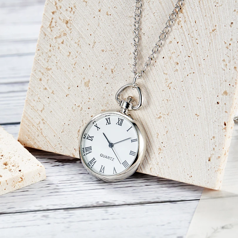 Necklace Pendant Quartz Pocket Watch Roman Numerals Easy Read Small Fob Chain Clock for Men Women the Old Man People Nurse Reloj