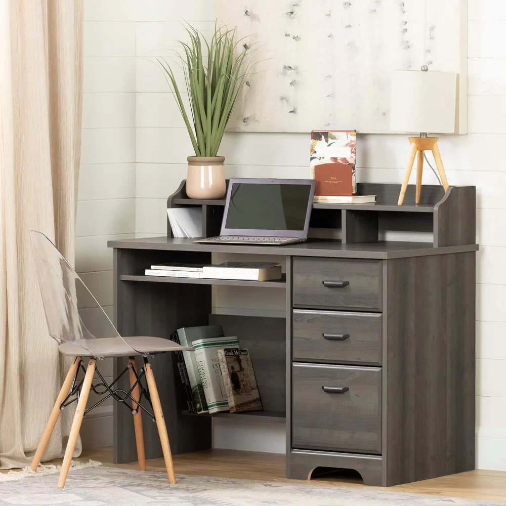 South Shore Versa Computer Desk with Hutch, Gray Maple