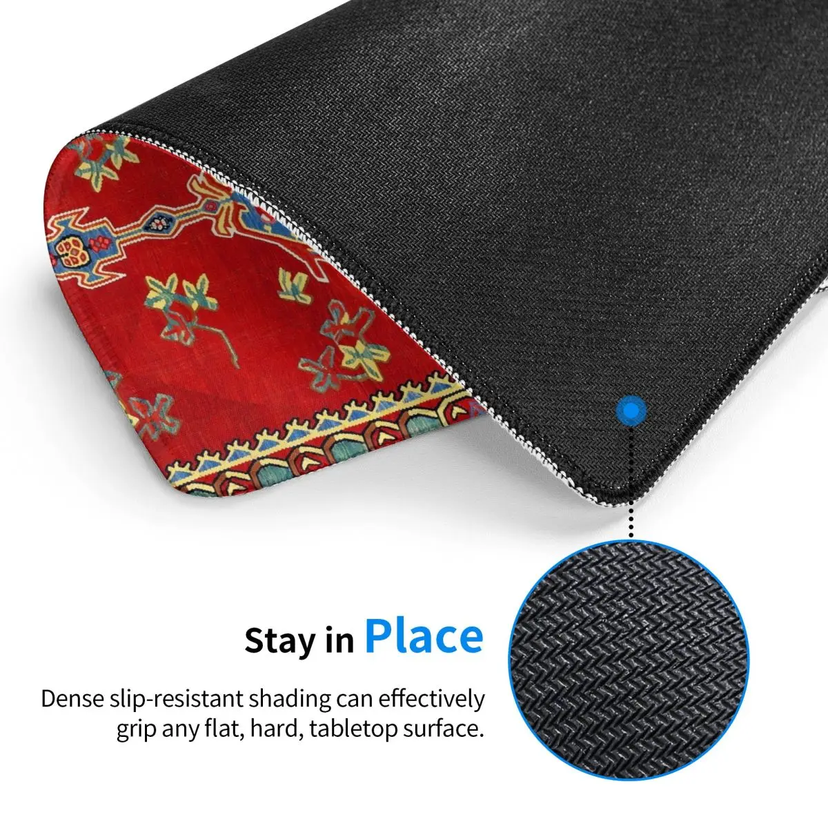 Bijar Silk Kilim Antique Persian Rug Mouse Pad Anti-Slip Rubber Mousepad Gaming Computer PC Pads Bohemian Floral Mouse Mat