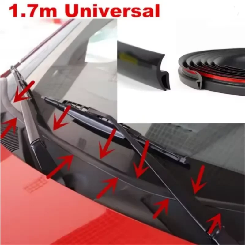 1.7m Car Windshield Panel Moulding Seal Strip Sticker Dustproof Rubber Sealing Strip for Auto Car Dashboard Windshield