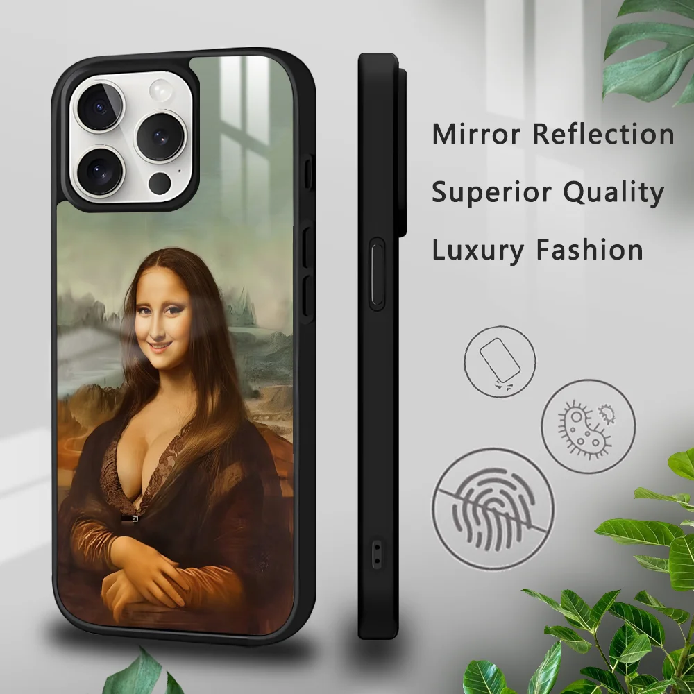 

Creativity Mona Lisa Funny Phone Case For iPhone 16 15 14 13 12 11 Pro Xs Max Mini Plus Celulares Hard Funda
