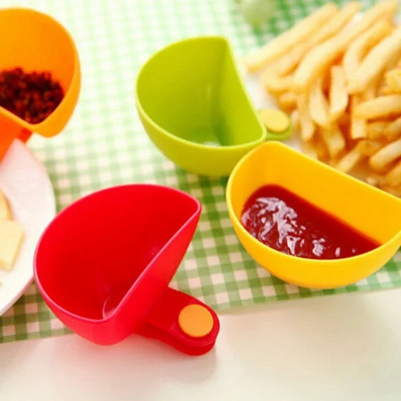 1PC Plate Clip On Holder Assorted Clip Container Dish Colorful Holders Plate Grab Clip-On Bowl For Tomato Sauce Salt