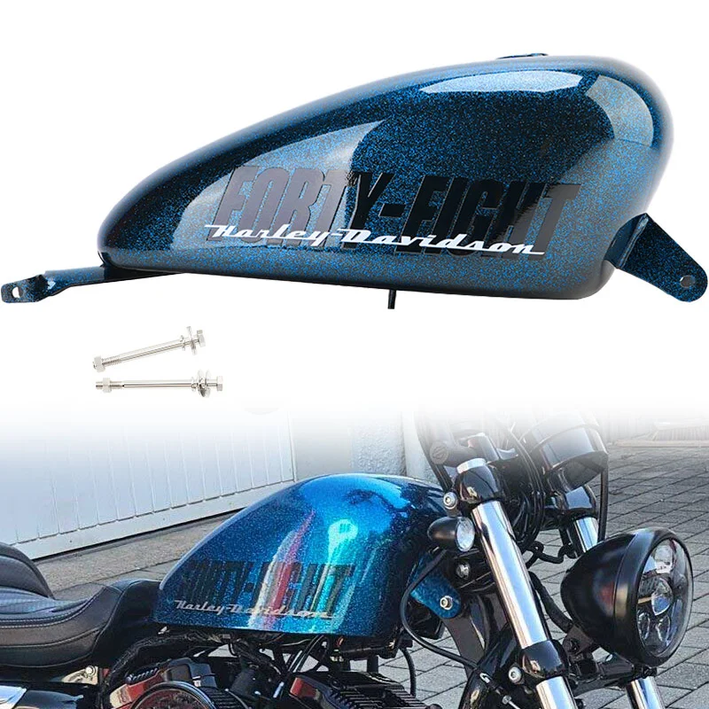 

Blue Motorcycle Petrol Fuel Oil Gas Tank Pot Accessories For Harley Sportster Iron XL 48 883 1200 Forty-eight 2007-up