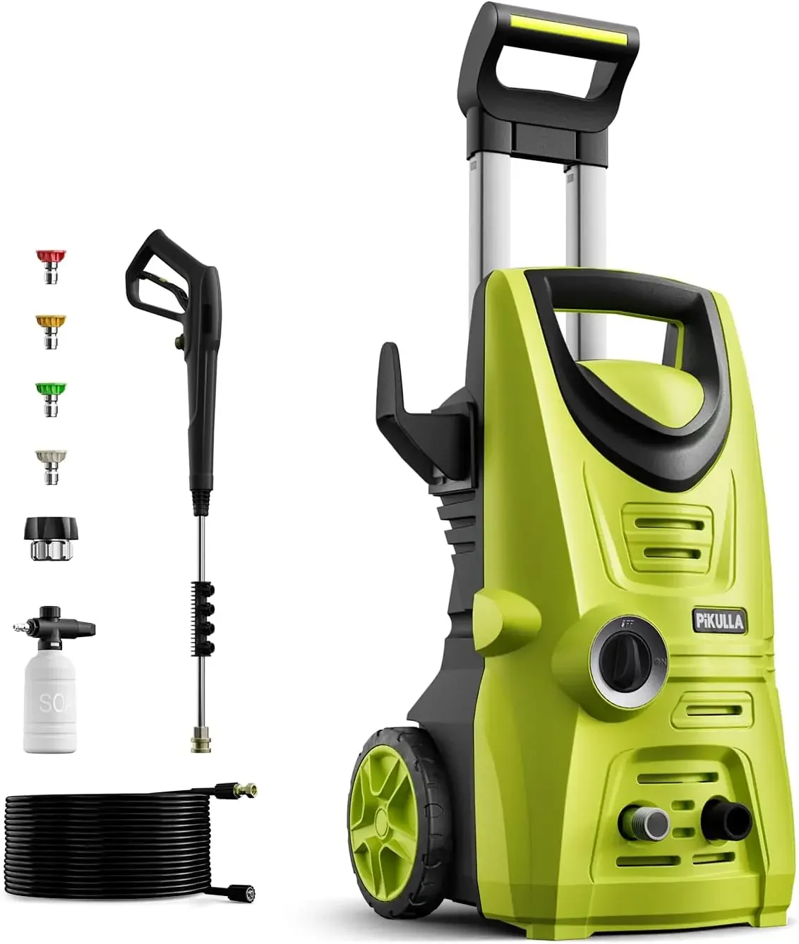 2030 PSI Pressure Cleaner with Upgraded Swivel Joint，4 Nozzles Tips 26 FT Hose for Car/Patios/Fences/Daily Cleaning Green