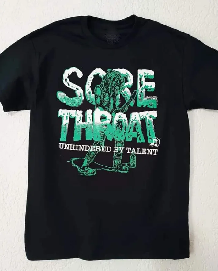 Sore Throat Band Cotton Black All Size Unisex Shirt AG031  High Quality 100%Cotton Short Sleeve