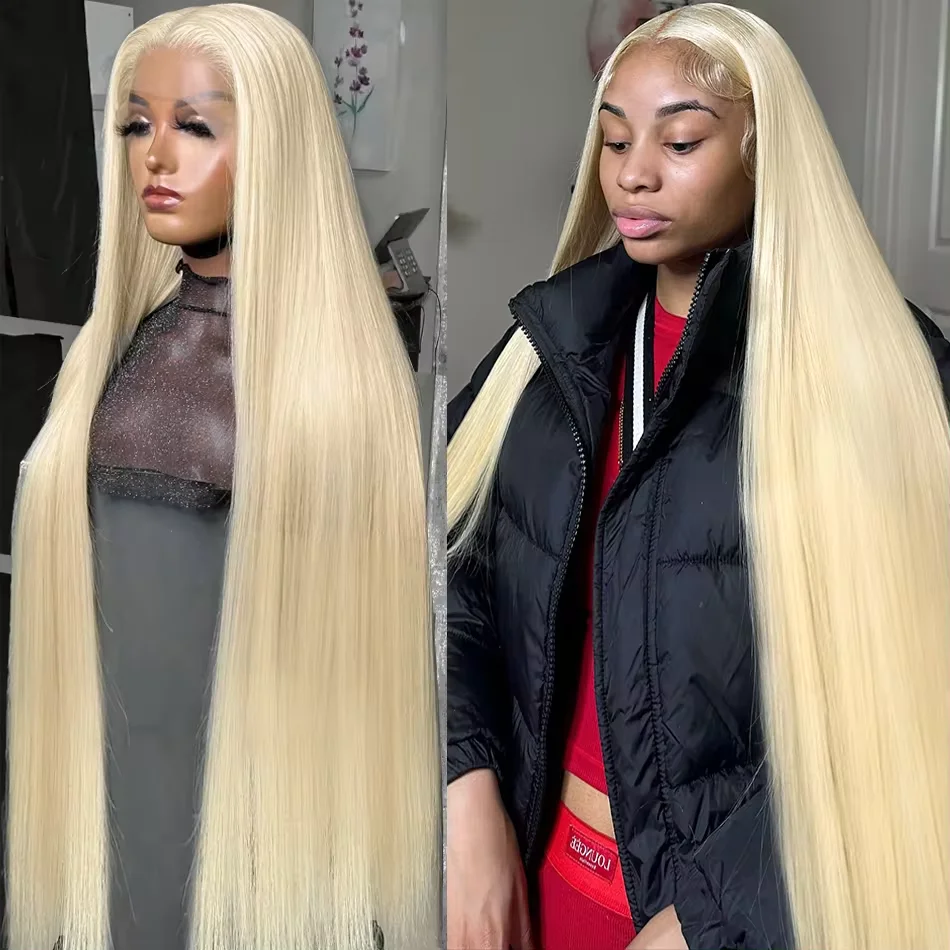 36 Inch 13x4 Straight 613 Blonde Human Hair Wigs 200% HD Transparent Remy Brazilian 13x6 Colored Lace Frontal Wig For Women