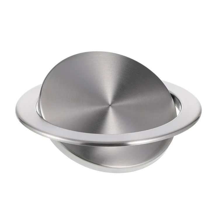 Countertop Embedded Concealed Trash Can, Stainless Steel Tap Lid Waste Bin for Kitchen Sink Side Installation