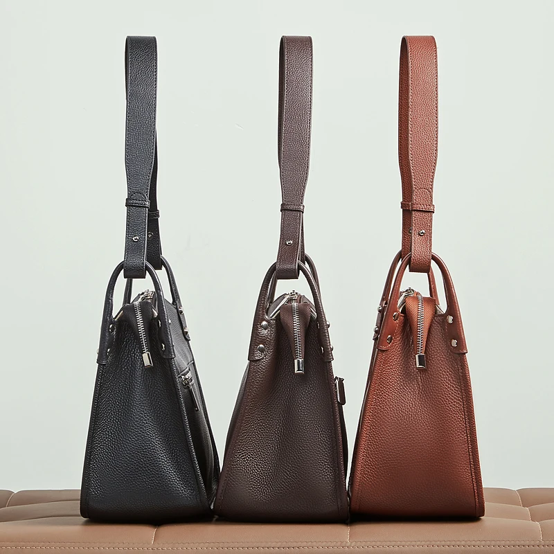 Toptrends Vintage Cow Genuine Leather Underarm Shoulder Bags For Women New 2025 Luxury Designer Crossbody Bucket Ladies Handbags