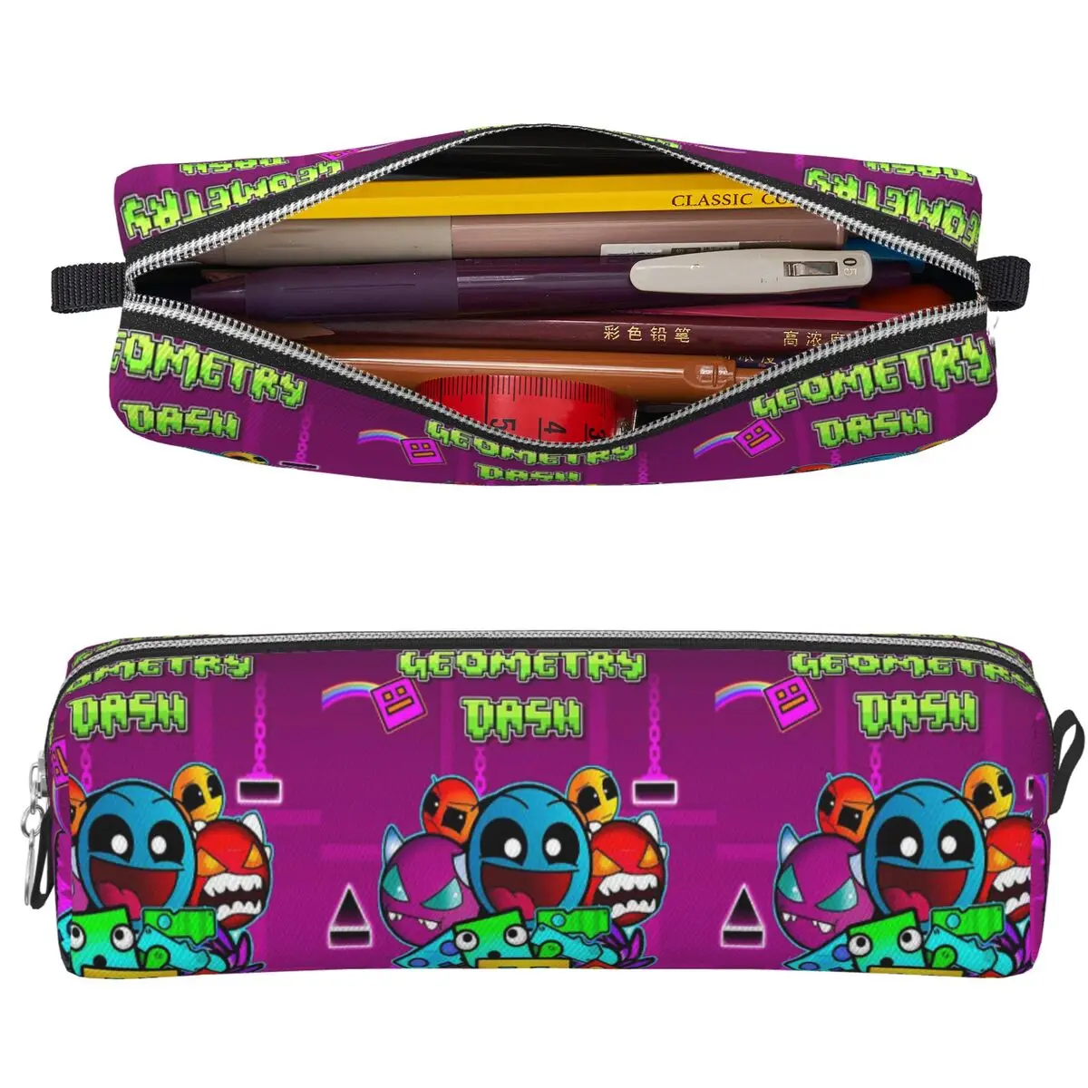 Video Game Geometry Dash Pencil Cases Big Capacity Pen Bags Pen Box For Boys Girls School Office Pencil Pouch Cosmetic bag