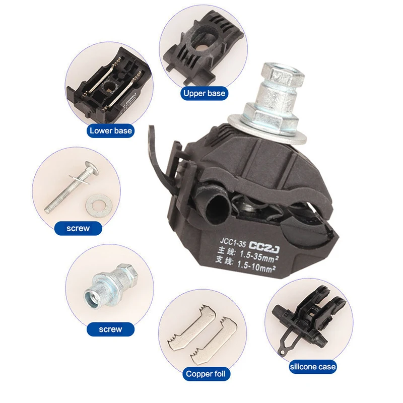 【L】16-95 Mm 2 Main Line No-Peeling Cable Piercing Connector 1KV Low Voltage Breakproof T-type Main1.5-35 Puncture Cable Clips