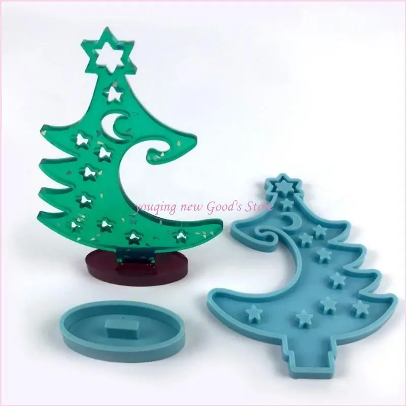 

57QA Assemble Christmas Tree Silicone Mould Trinket Box Resin Casting Mold DIY Crafts Home Decorations Ornaments Epoxy Mold