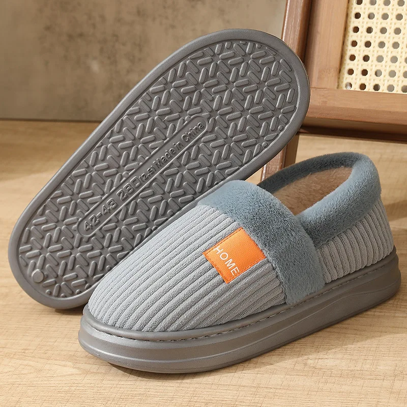 Herren-Winterhausschuhe in Übergröße, Warme Baumwoll-Pantoffeln mit Plüschfleece-Futter, Dicke Sohle, Rutschfeste Indoor-Schuhe – Detail 8