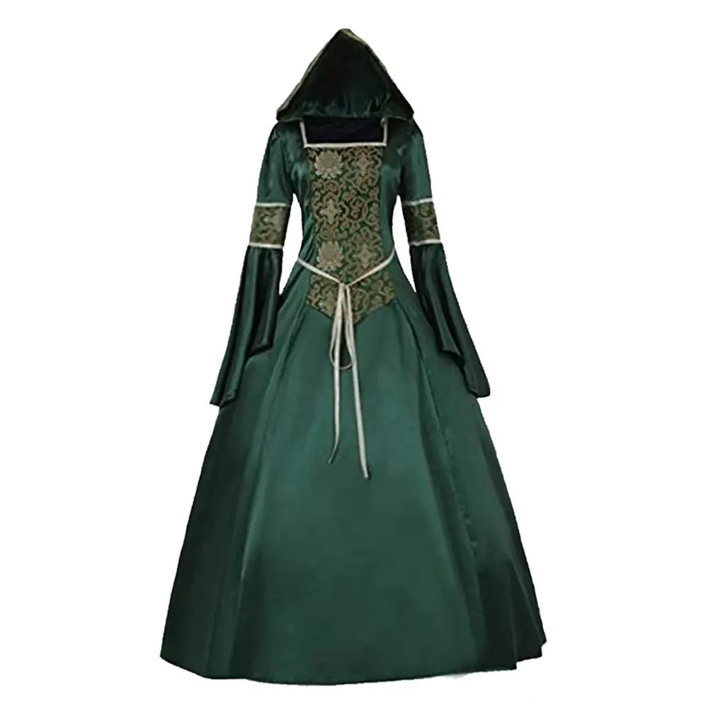 

Women Medieval Hooded Fancy Dress Victorian Renaissance Costume Halloween Cosplay Queen Ball Gown Masquerade Witch Dress Outfit