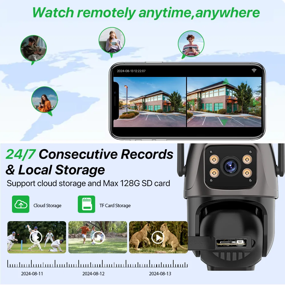 External 5K 10MP WiFi Dual Lens Camera 8MP Auto Tracking Security Protection Camera CCTV Audio Video Surveillance iCsee P2P