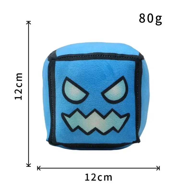 12cm Geometry Dash Cube Plush Toys Small Pillow Stuffed Doll Cosplay Square Pendant Game Cute Home Decoration Kids Birthday Gift image 3