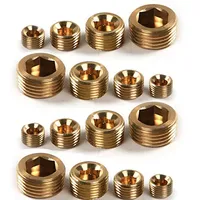 20Pcs Brass Hexagon Plug Pipe Fittings, Hexagon Threaded Plugs (1/8 \