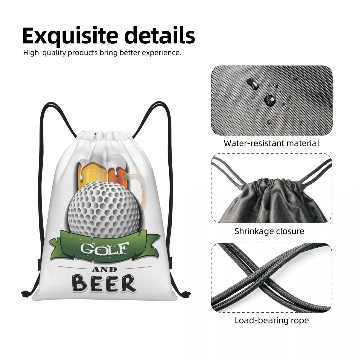 Mochila con cordón para pelota de Golf y cerveza para hombre y mujer, saco de entrenamiento plegable para gimnasio