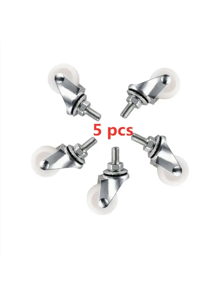 5 Pcs/Lot 1 Inch Screw Rod Caster M8 Centimeter Small Wheel Diameter 25mm Wear-Resistant Pulley One Nylon Universal