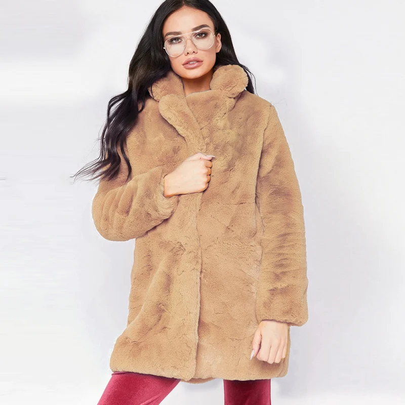 

2025Coat European and American Women's Clothing Mid-Length Loose Fluffy Soft