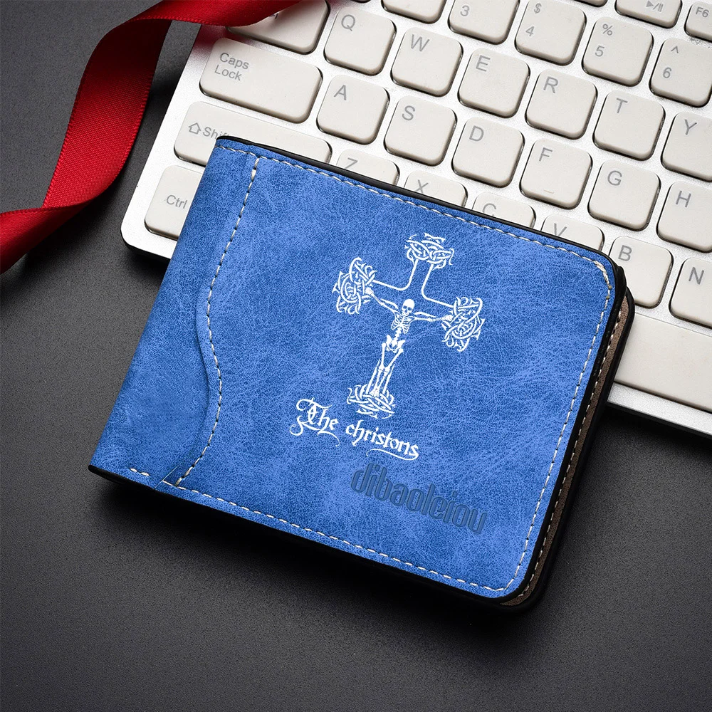 Great White Shark Pattern Short Foldable Wallet Vintage Patchwork Design PU Leather Wallet with Credit Card Holder for Men