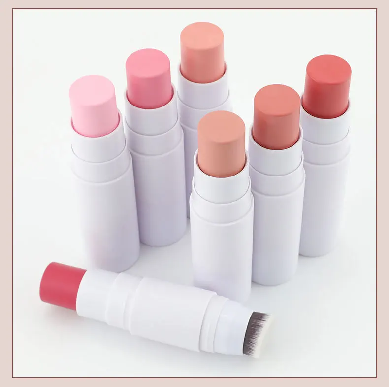 2 in 1 Multi-Use Makeup Private Label Cream Blush Stick with Brush Waterproof Tinted Moisturizer for Eyes Lips Cheeks Lightweigh