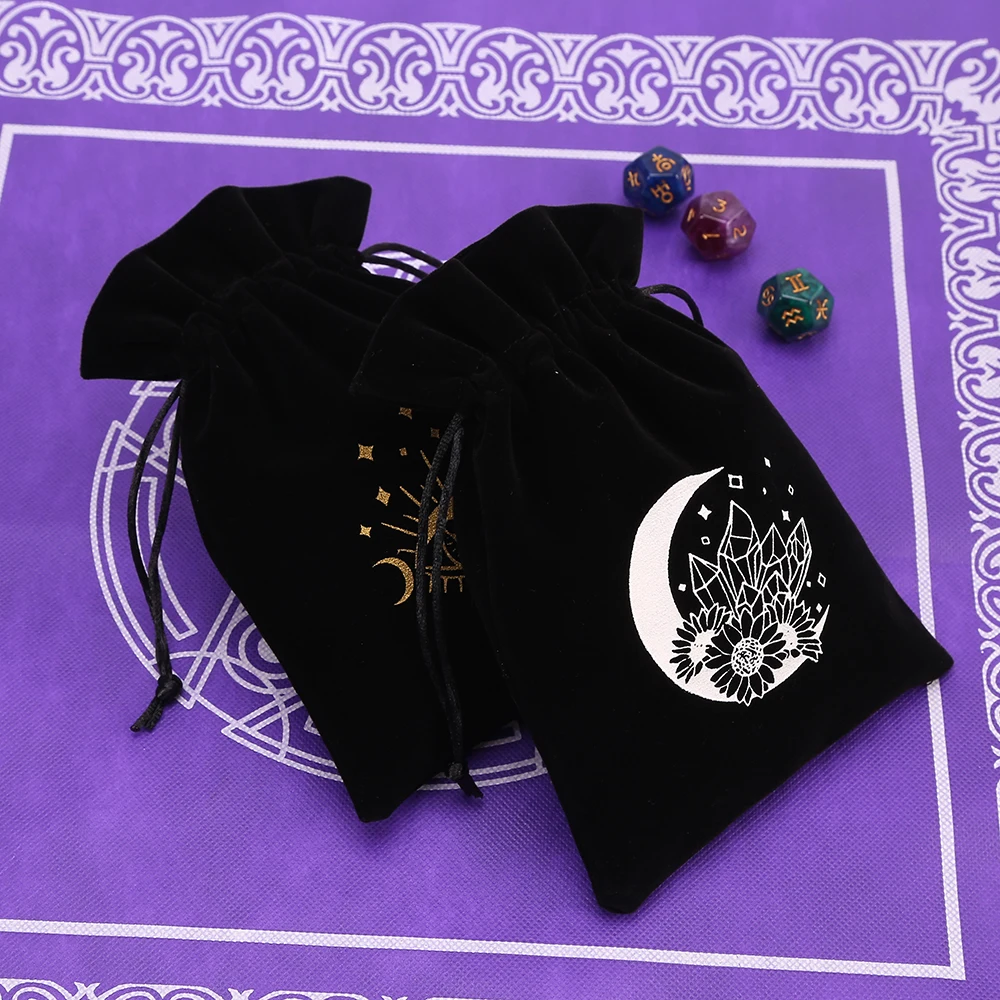 1 Stück 13 x 18 cm schwarzer Samt Tarot Tasche Oracle Karten Lagerung Runen Konstellation Hexe Wahrsagerei Zubehör Schmuck Würfelbeutel – Detail 5