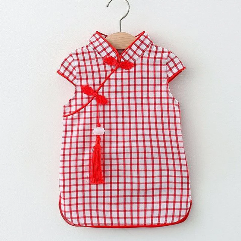 Mädchen kleid im chinesischen Stil Kind Cheong sam Blumen druck elegante Prinzessin Kleid Quaste Kleinkind Tang Kleidung Baby Mädchen Kleidung a1166