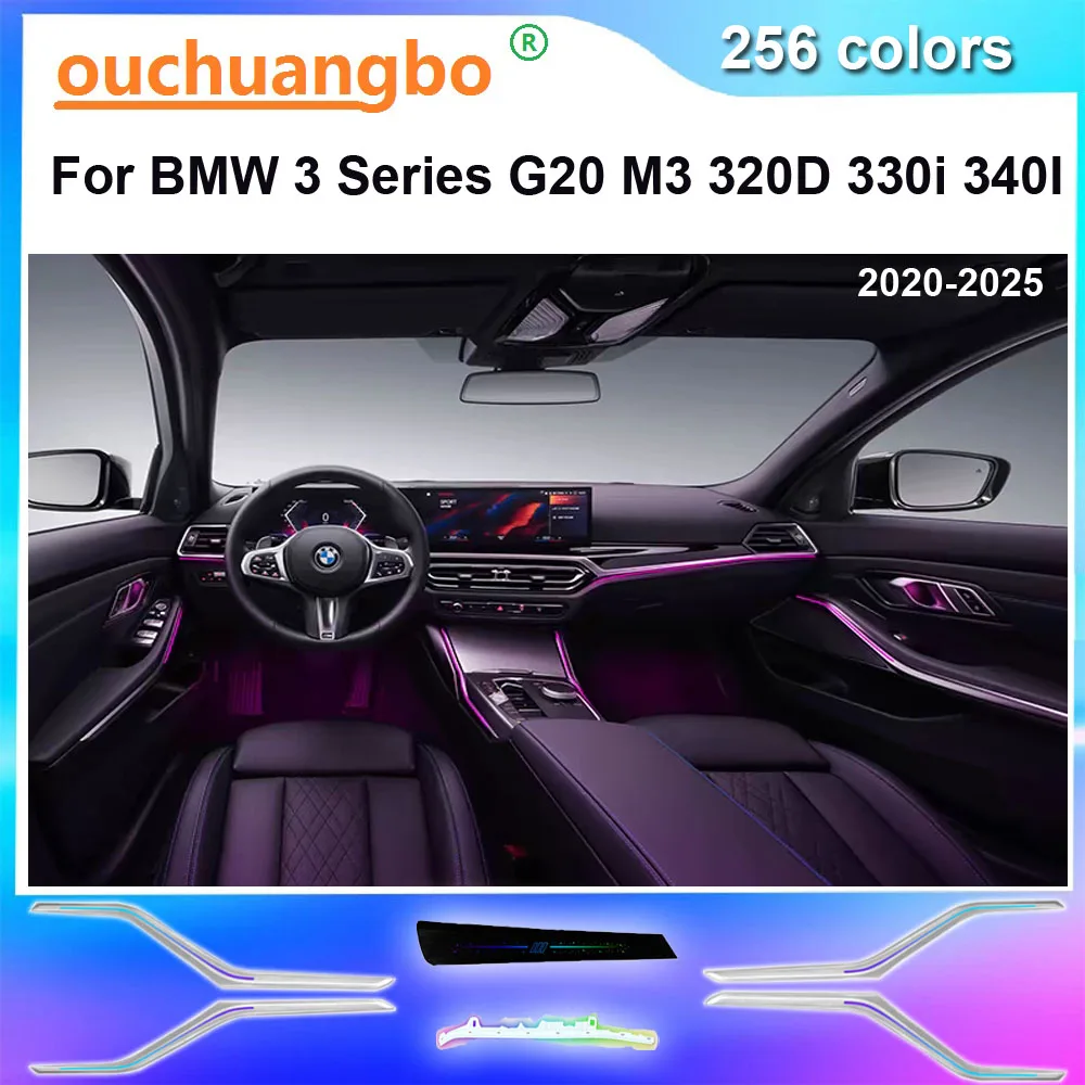 Ouchuangbo LED Backlight For 3 Series G20 M3 320D 330i 340I 2020-2025 Ambient Light Atmosphere Lamp environmental Kit Trim