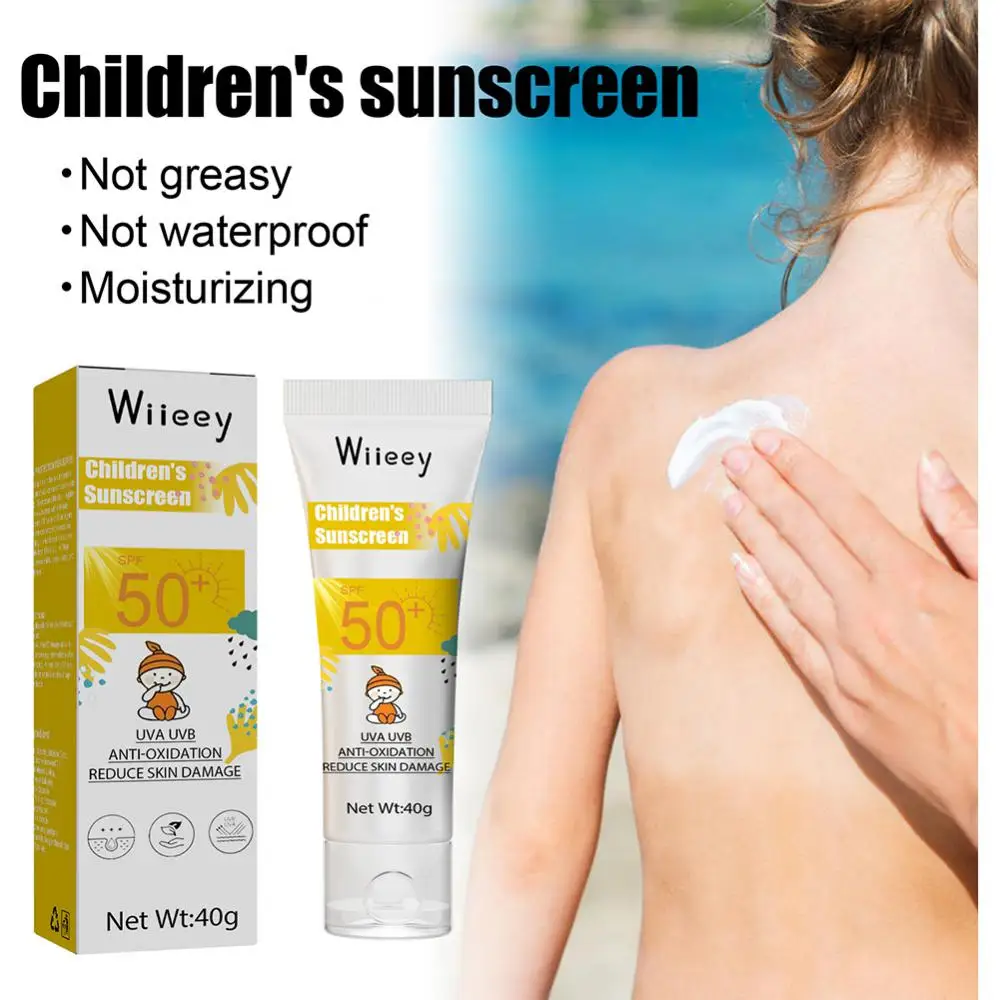 Children Sunscreen Refreshing Oil Free Sun Protector Mild Non-irritating Anti-Oxidation Outdoor UV Resistance Body Lotion Cream