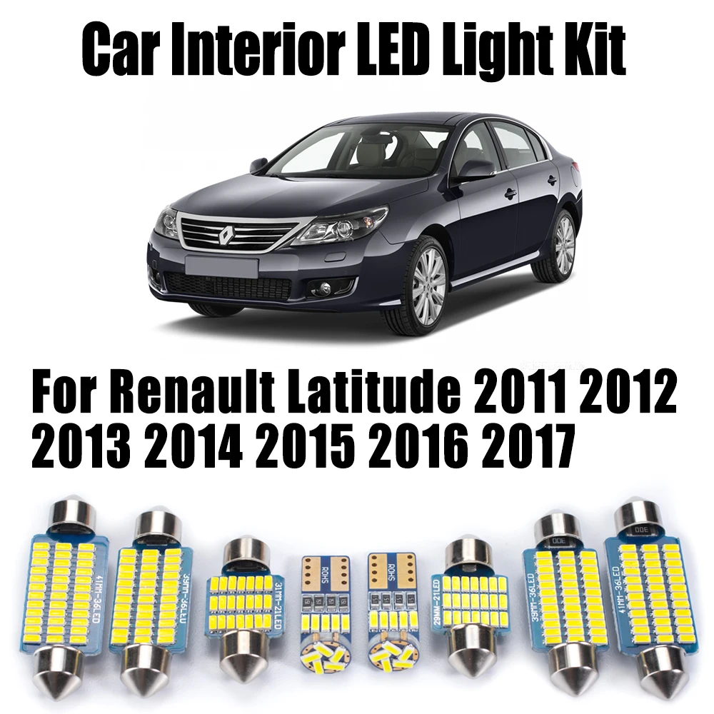 

21Pcs LED Interior Map Dome Door Footwell Reading Bulbs Light Kit For Renault Latitude 2011- 2014 2015 2016 2017 Car Accessories