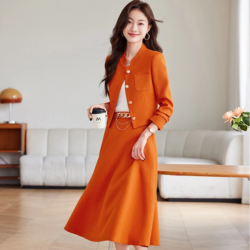 High Quality Brand Elegant Blazer Women\'s Sets Korean Sweet Elegant 2 Piece Set Spring Autumn Office Lady Skirt Suits SL080