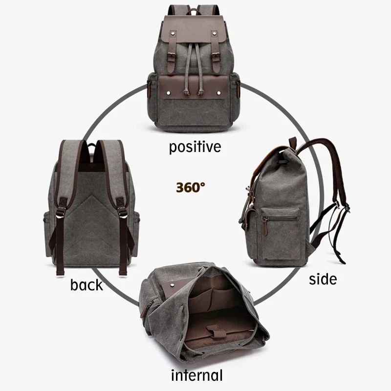 

Canvas Retro Men's Backpack Large Capacity 20-35L Anti-Theft Bag Wear-Resistant Back for School Teenagers Dripshipping