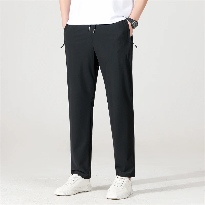 Ice Silk Men's trousers summer thin style business casual pants outdoor stretch breathable straight leg loos Long trousers - Image 3