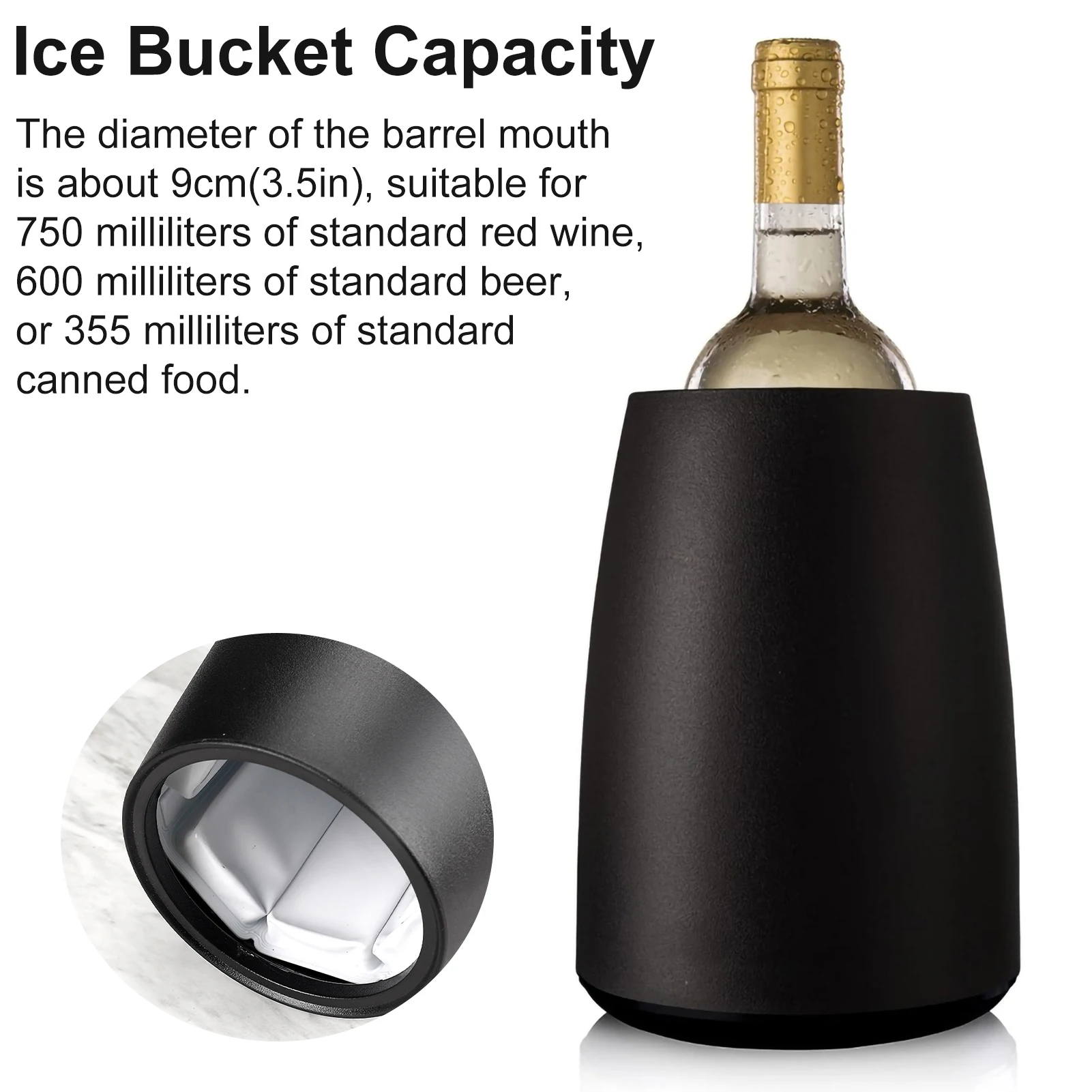 Plastic Ice Bucket with Instant Ice Pack Reusable Portable Outdoor Single Bottle Champagne Chill Wine Cooling Bowl Ice Free