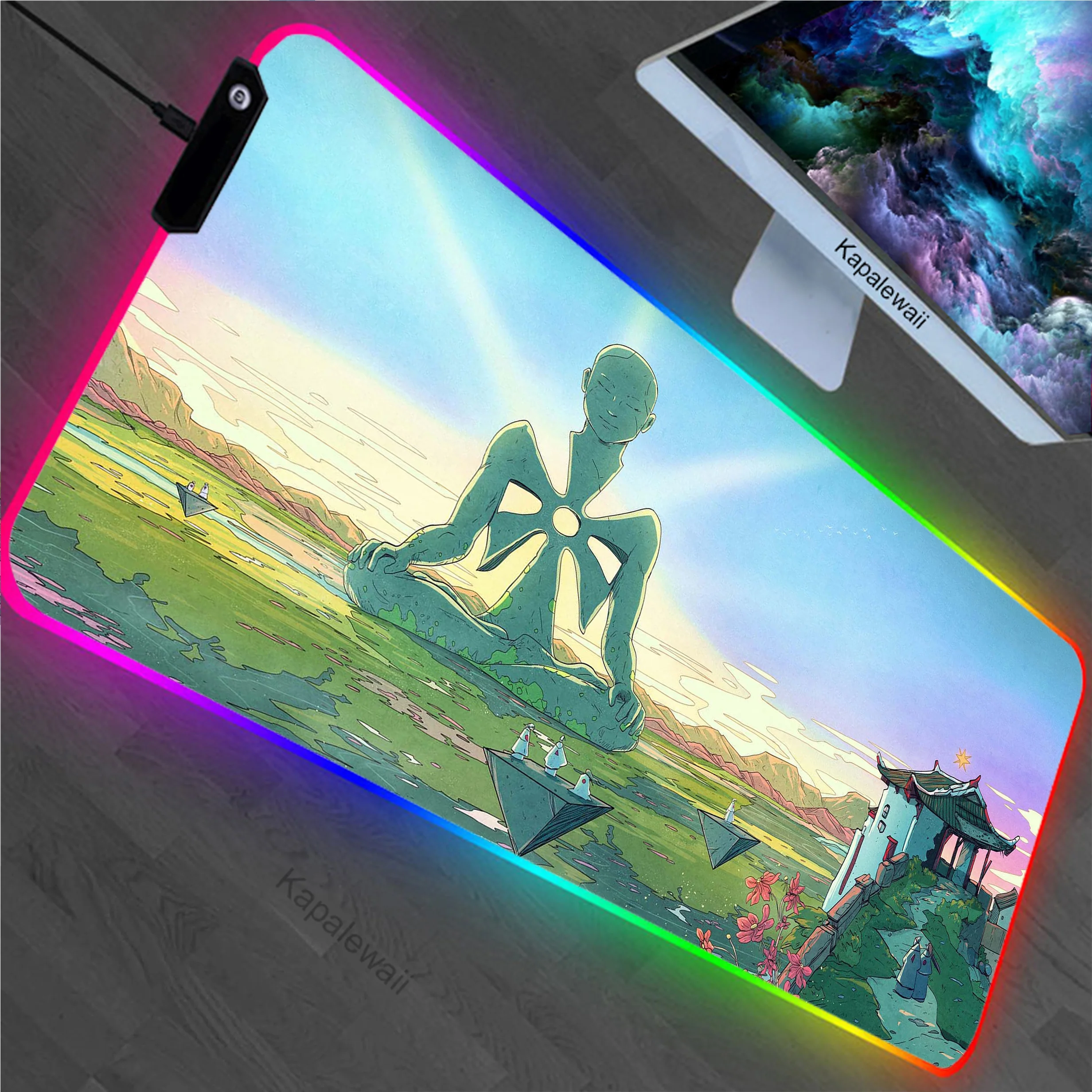 

Japanese Landscape RGB Gaming Mouse Pad LED Large Mouse Mat Laptop Mouse Carpet Game Carpet Rubber Keyboard Pads Gamer Desk Mat