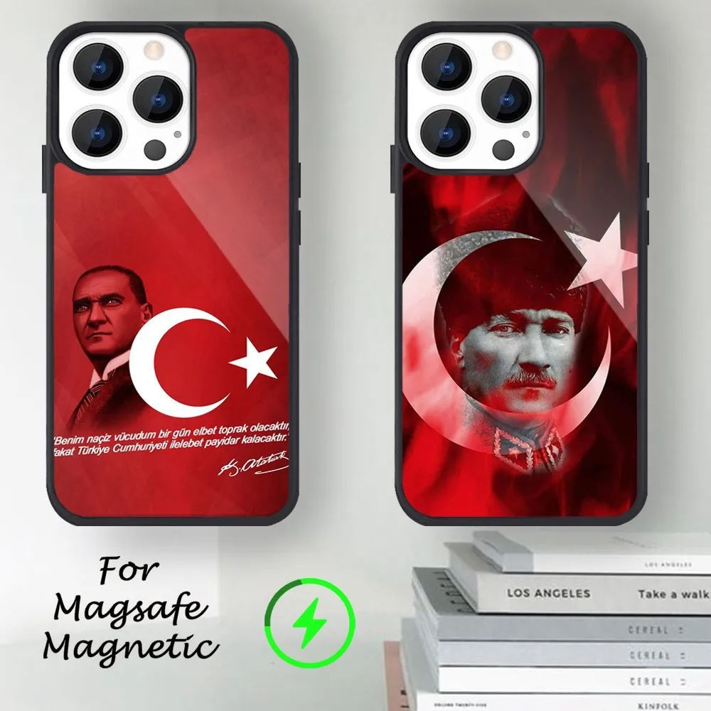 Turkey Mustafa Kemal Ataturk Phone Case For iPhone 14 13 12 11 15 Pro Max Magsafe Magnetic